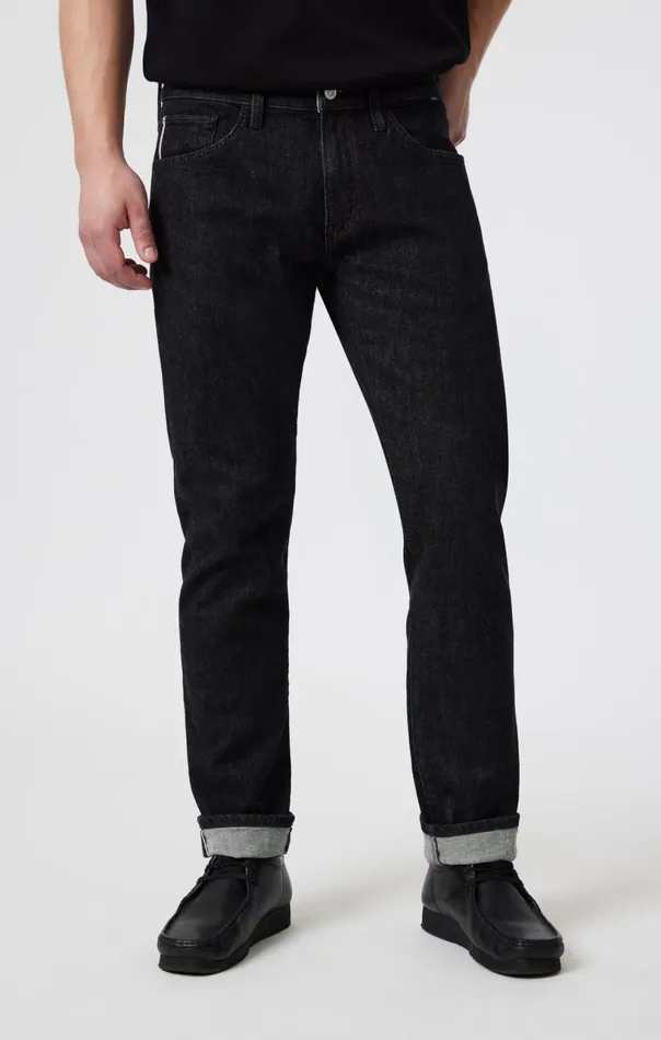 Marcus Slim Straight Leg In Black Selvedge Men Mavi Jeans Denim Marcus Slim Straight Leg In Black Selvedge Men Mavi Jeans Denim
