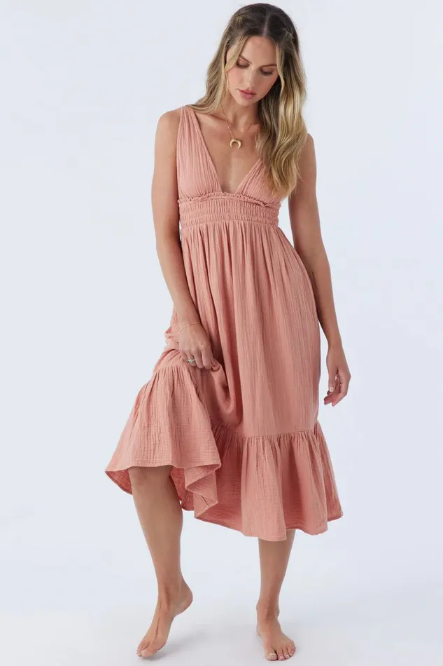 MARGEAUX DOUBLE GAUZE COVERUP DRESS Sun Rust Women O039NEILL Collections