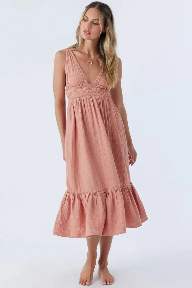 MARGEAUX DOUBLE GAUZE COVERUP DRESS Sun Rust Women O039NEILL Collections