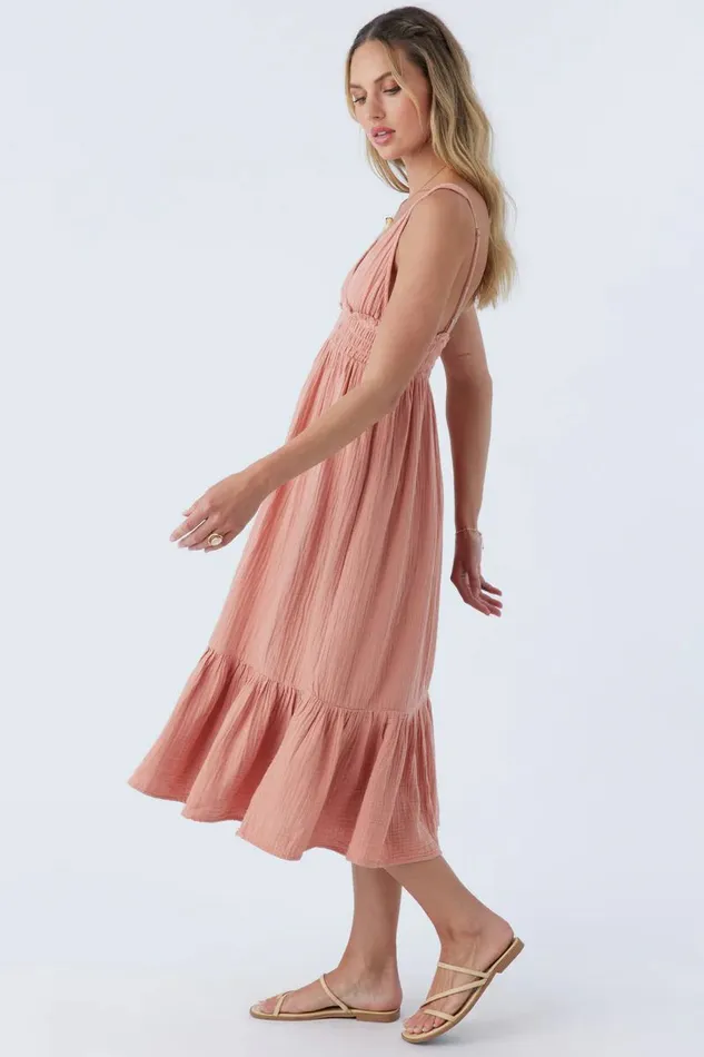 MARGEAUX DOUBLE GAUZE COVERUP DRESS Sun Rust Women O039NEILL Collections