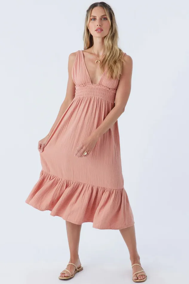 MARGEAUX DOUBLE GAUZE COVERUP DRESS Sun Rust Women O039NEILL Collections