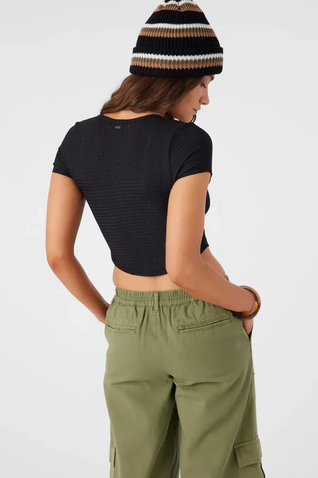 MARLENA TEXTURED KNIT CROP TOP Black Women O039NEILL Collections