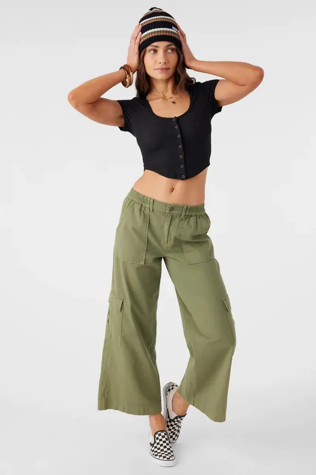 MARLENA TEXTURED KNIT CROP TOP Black Women O039NEILL Collections