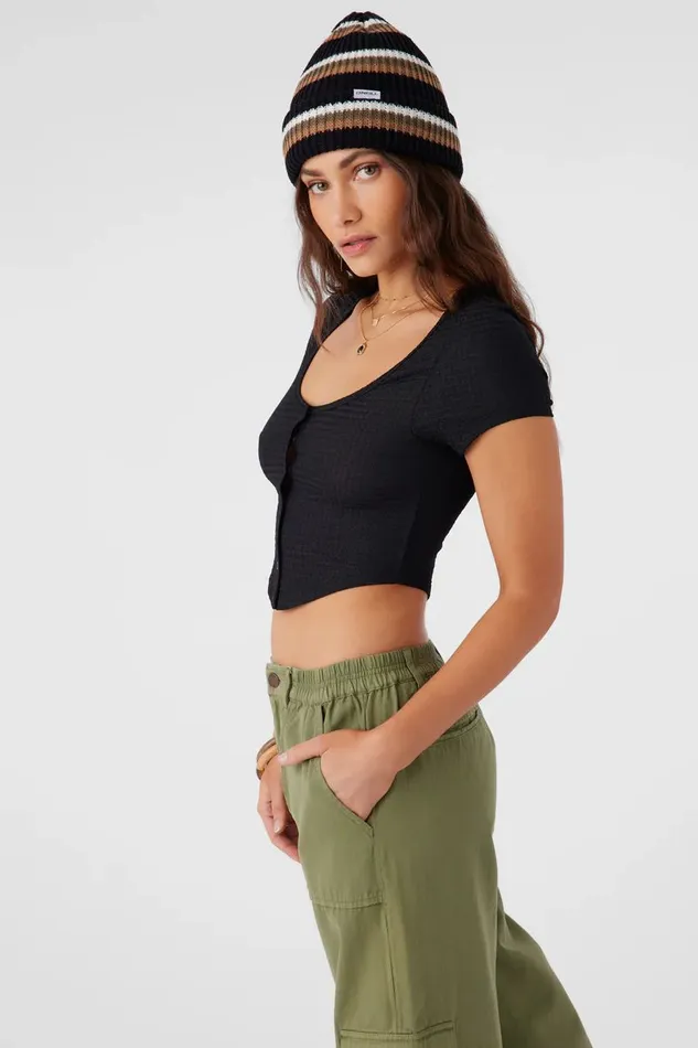 MARLENA TEXTURED KNIT CROP TOP Black Women O039NEILL Collections