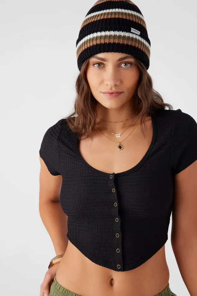 MARLENA TEXTURED KNIT CROP TOP Black Women O039NEILL Collections