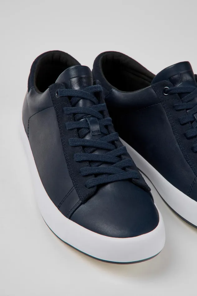 Men Andratx Blue Leather And Nubuck Sneakers Camper Sneakers