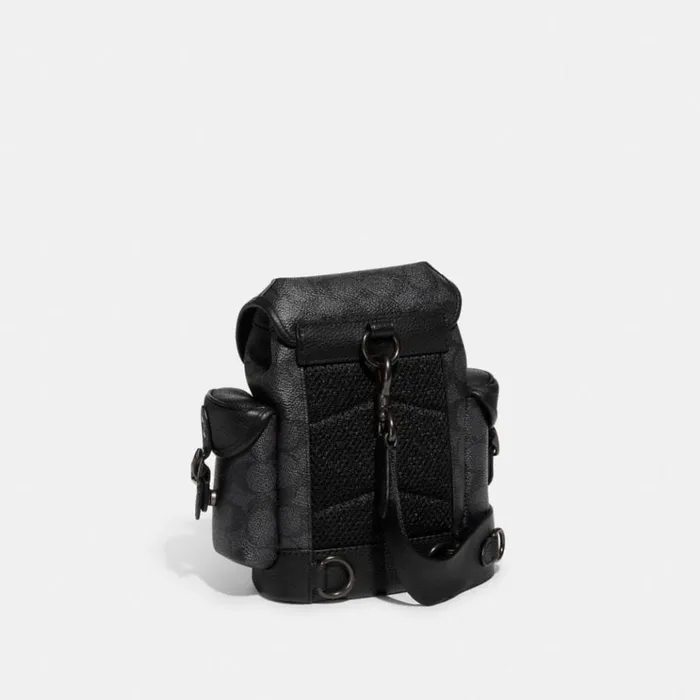 Men Backpacks Coach Hitch Backpack 13 In Signature Canvas Charcoal