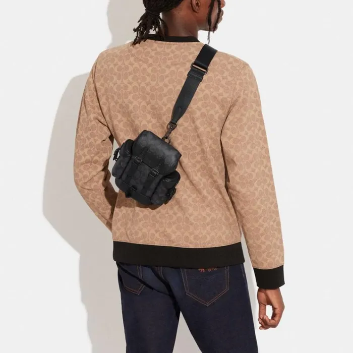 Men Backpacks Coach Hitch Backpack 13 In Signature Canvas Charcoal