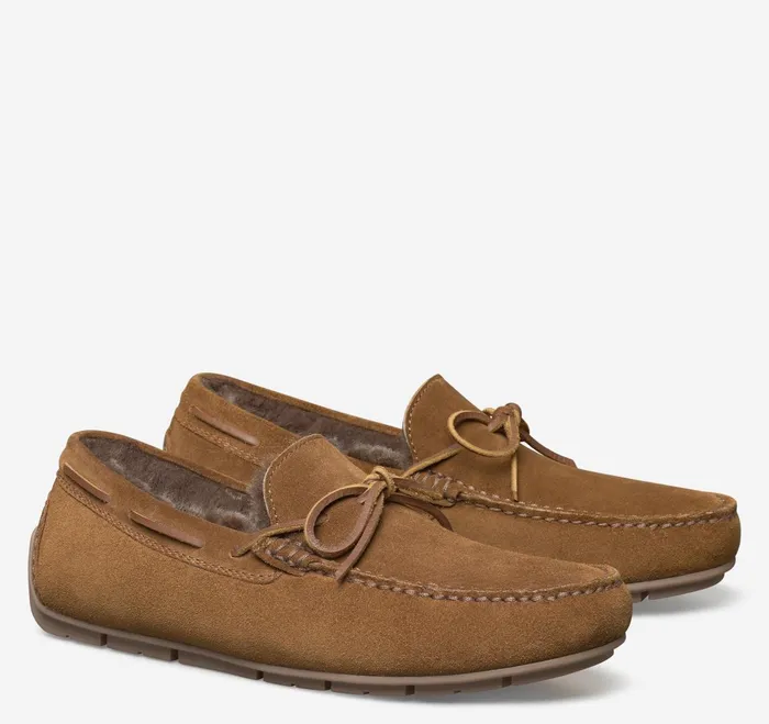 Men Baldwin Driver OneEye Tie Moccasin Snuff English Suedeshearling JohnstonandMurphy SlipOns and Loafers