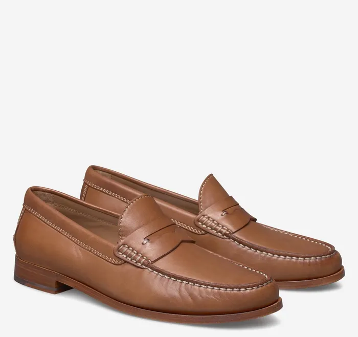 Men Baldwin Penny Loafer Cognac Sheepskin JohnstonandMurphy SlipOns and Loafers