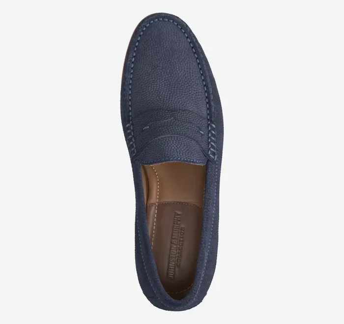 Men Baldwin Penny Loafer Navy English Suede JohnstonandMurphy SlipOns and Loafers Men Baldwin Penny Loafer Navy English Suede JohnstonandMurphy SlipOns and Loafers