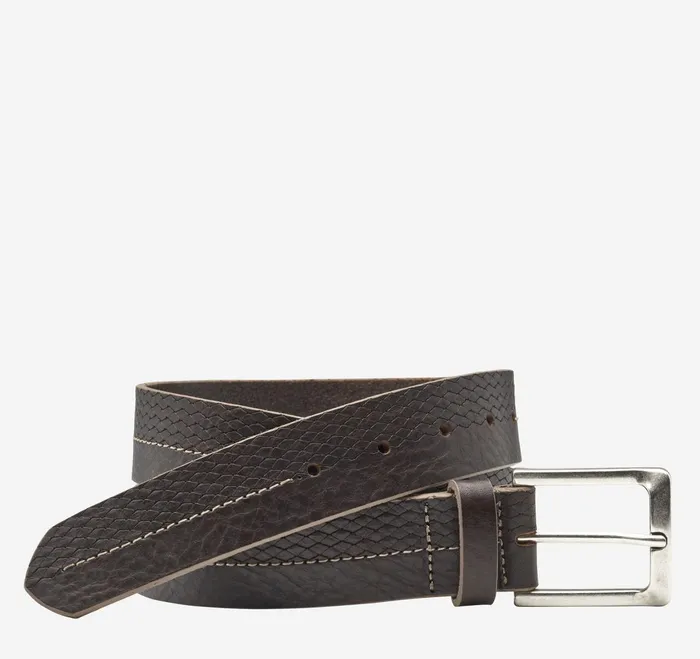 Men Basketweave Embossed Belt Brown JohnstonandMurphy Belts