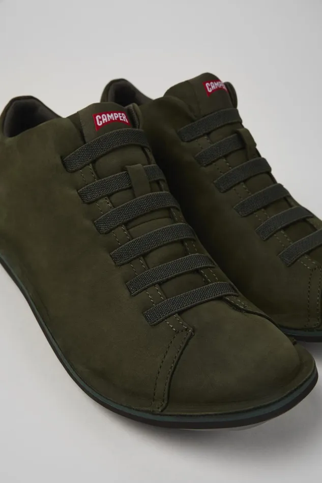 Men Beetle Green Nubuck Sneakers Camper Ankle Boots