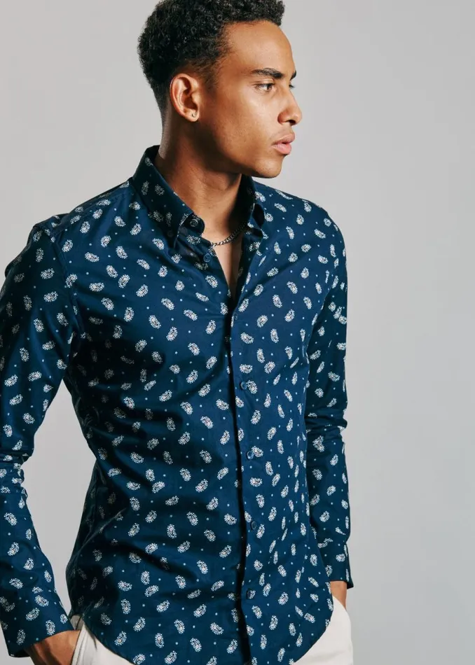 Men Ben Sherman Archive Print Shirts Micro Paisley Print Shirt 8211 Dark Navy Men Ben Sherman Archive Print Shirts Micro Paisley Print Shirt 8211 Dark Navy