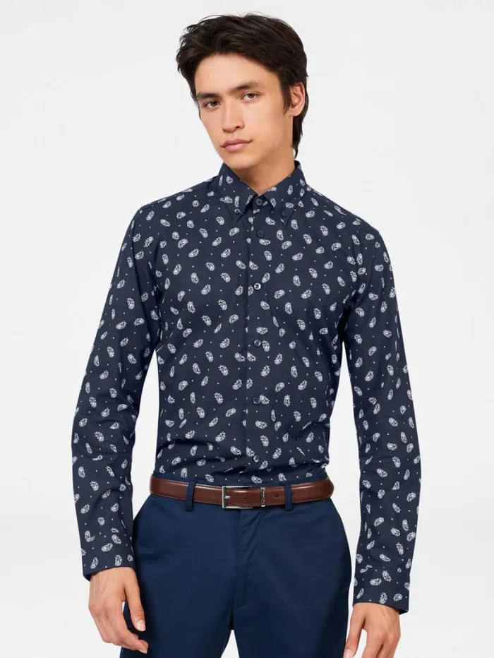Men Ben Sherman Archive Print Shirts Micro Paisley Print Shirt 8211 Dark Navy Men Ben Sherman Archive Print Shirts Micro Paisley Print Shirt 8211 Dark Navy