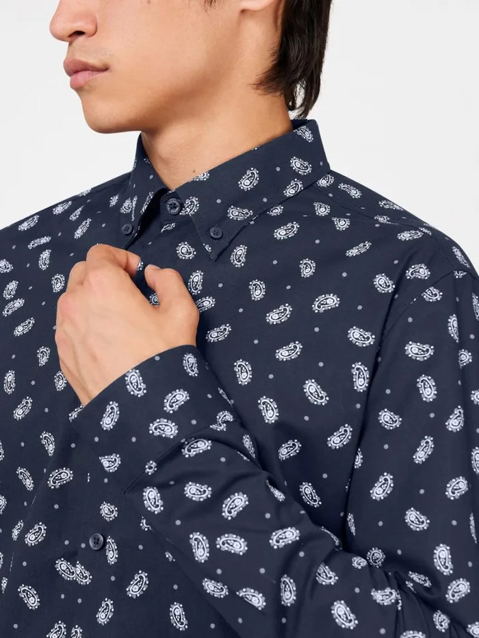 Men Ben Sherman Archive Print Shirts Micro Paisley Print Shirt 8211 Dark Navy Men Ben Sherman Archive Print Shirts Micro Paisley Print Shirt 8211 Dark Navy