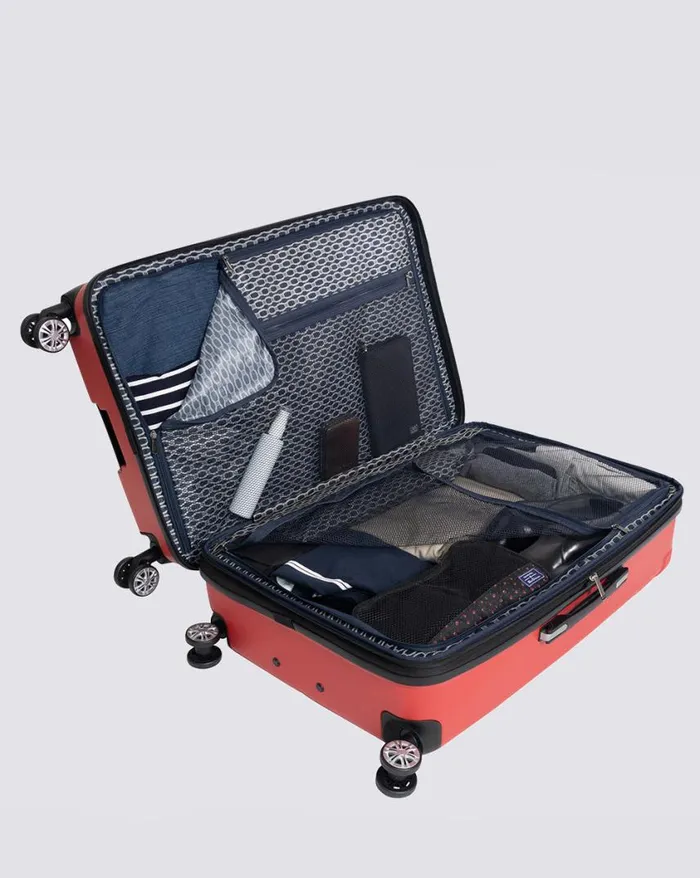 Men Ben Sherman Bags and Luggage Derby Hardside 3 Piece Luggage Set 8211 Lipstick Red