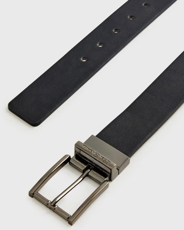 Men Ben Sherman Belts Reversible Vegan Leather Belt 8211 Black