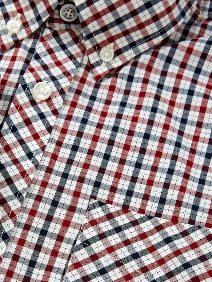 Men Ben Sherman Heritage Check Shirts Signature House Check ShortSleeve Shirt 8211 Red