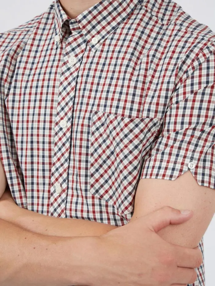 Men Ben Sherman Heritage Check Shirts Signature House Check ShortSleeve Shirt 8211 Red