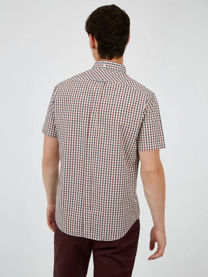 Men Ben Sherman Heritage Check Shirts Signature House Check ShortSleeve Shirt 8211 Red