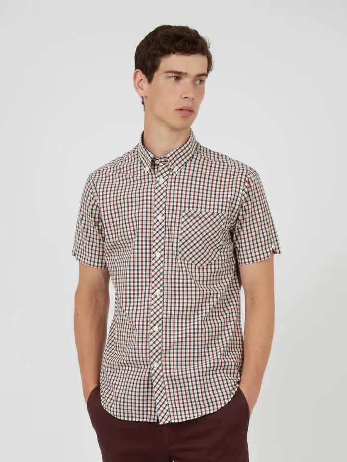 Men Ben Sherman Heritage Check Shirts Signature House Check ShortSleeve Shirt 8211 Red