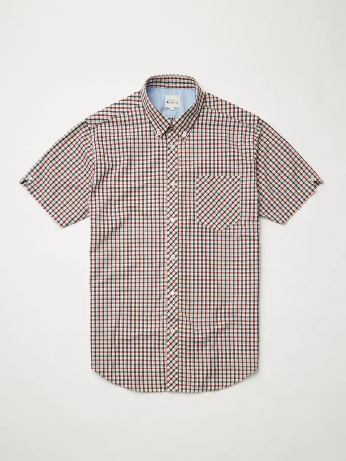 Men Ben Sherman Heritage Check Shirts Signature House Check ShortSleeve Shirt 8211 Red