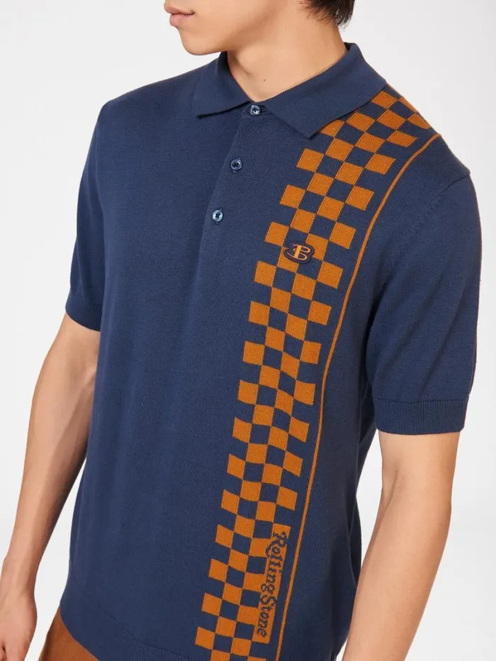 Men Ben Sherman Mod Knit Polos Rolling Stone Checker Knit Polo Men Ben Sherman Mod Knit Polos Rolling Stone Checker Knit Polo