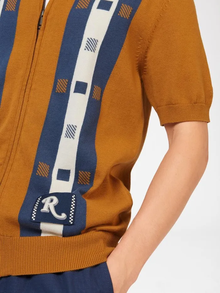 Men Ben Sherman Mod Knit Polos Rolling Stone Knit Zip Polo