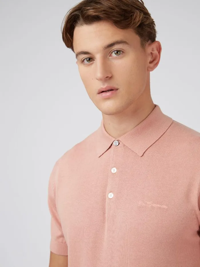 Men Ben Sherman Mod Knit Polos Signature Knit Polo Summer Knit Polo Pink Men Ben Sherman Mod Knit Polos Signature Knit Polo Summer Knit Polo Pink