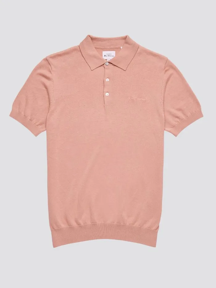 Men Ben Sherman Mod Knit Polos Signature Knit Polo Summer Knit Polo Pink Men Ben Sherman Mod Knit Polos Signature Knit Polo Summer Knit Polo Pink