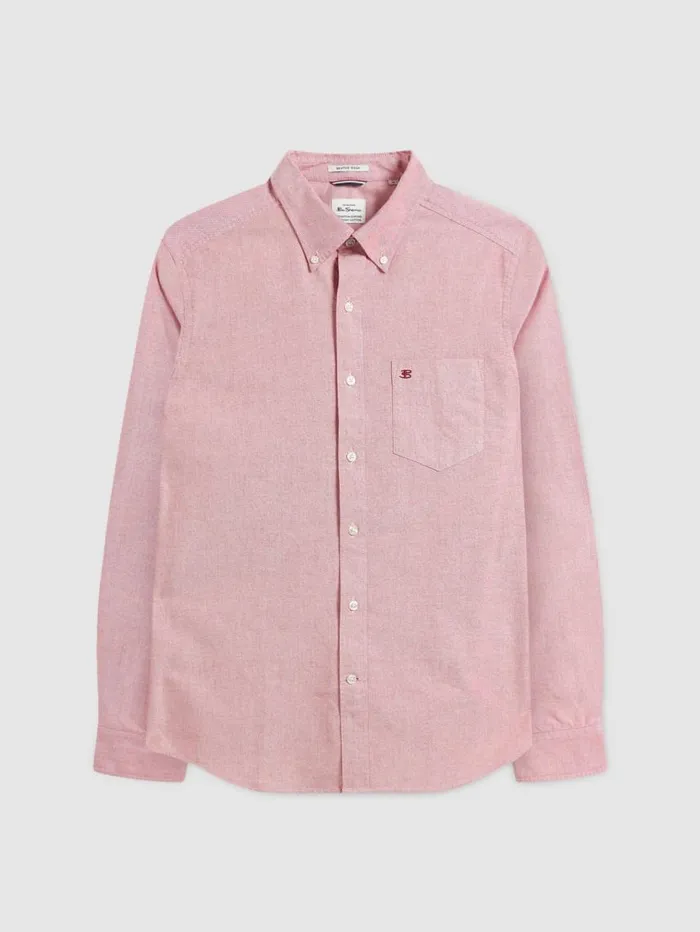 Men Ben Sherman Oxford Shirts Brighton Oxford Organic Shirt 8211 Light Red