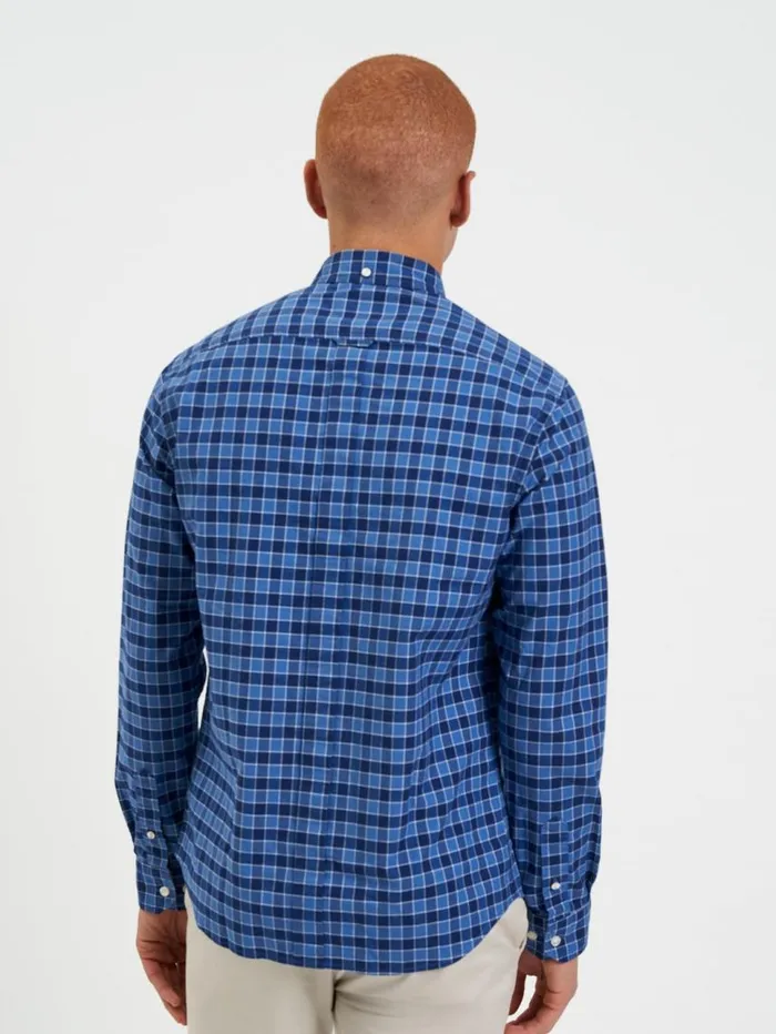 Men Ben Sherman Oxford Shirts Brighton Oxford Organic Shirt 8211 Navy Blue Gingham