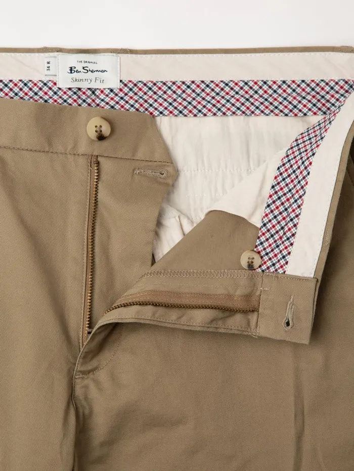 Men Ben Sherman Pants and Chinos Signature Skinny Stretch Chino Pant 8211 Stone