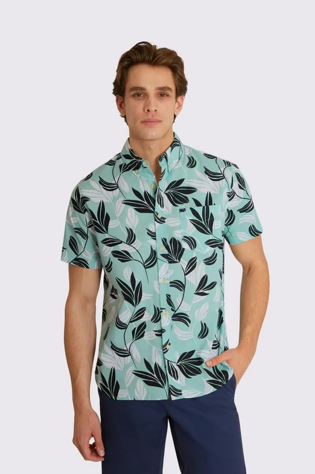 Men Ben Sherman Short Sleeve Shirts Floral Print ShortSleeve Shirt 8211 Eggshell
