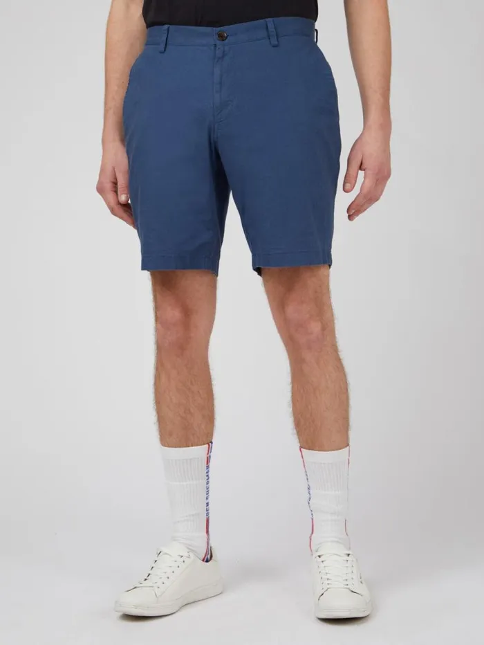 Men Ben Sherman Shorts Signature Linen Shorts 8211 Blue