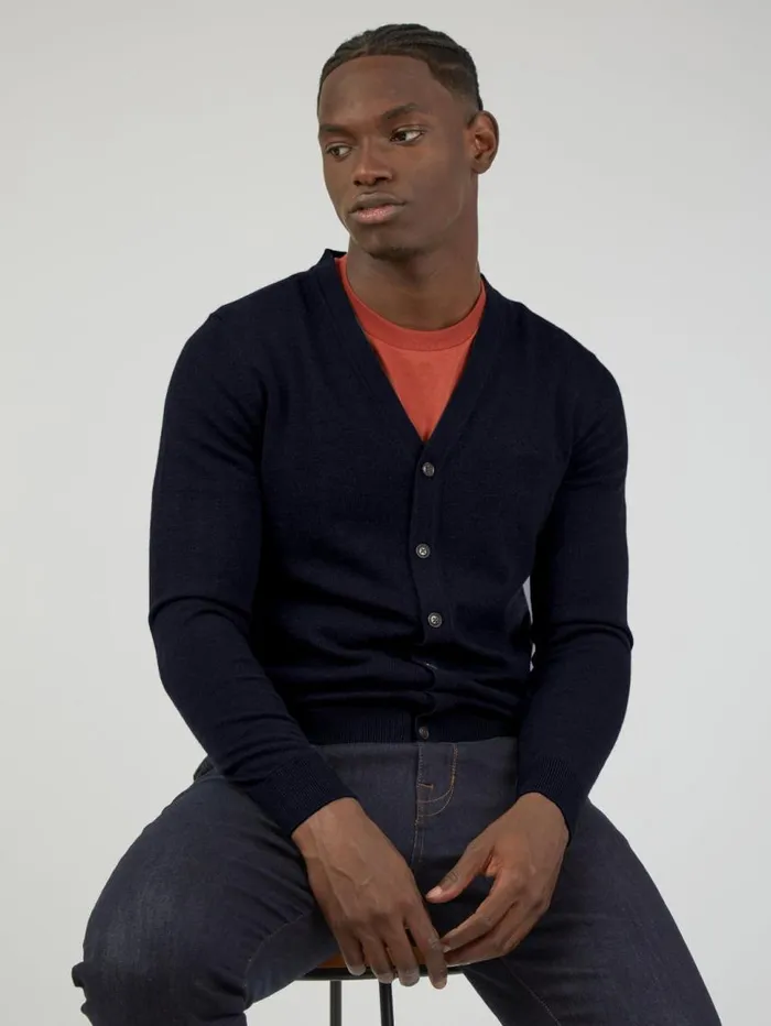 Men Ben Sherman Sweaters and Knits Signature Knit Cardigan Sweater 8211 Navy