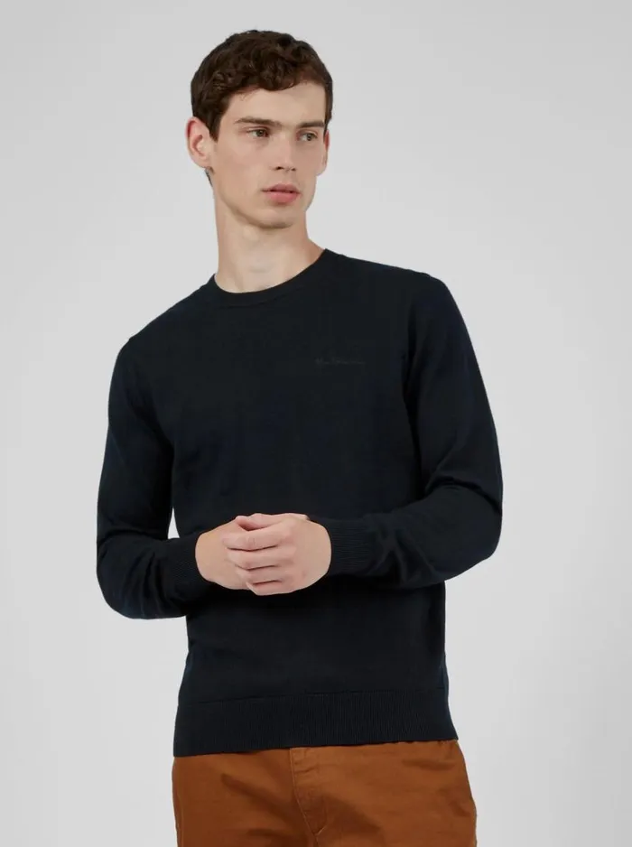 Men Ben Sherman Sweaters and Knits Signature Knit Crewneck Sweater 8211 Black