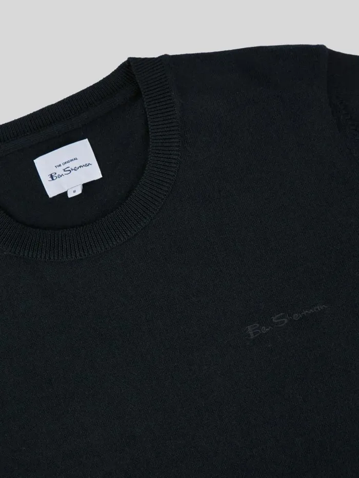 Men Ben Sherman Sweaters and Knits Signature Knit Crewneck Sweater 8211 Black