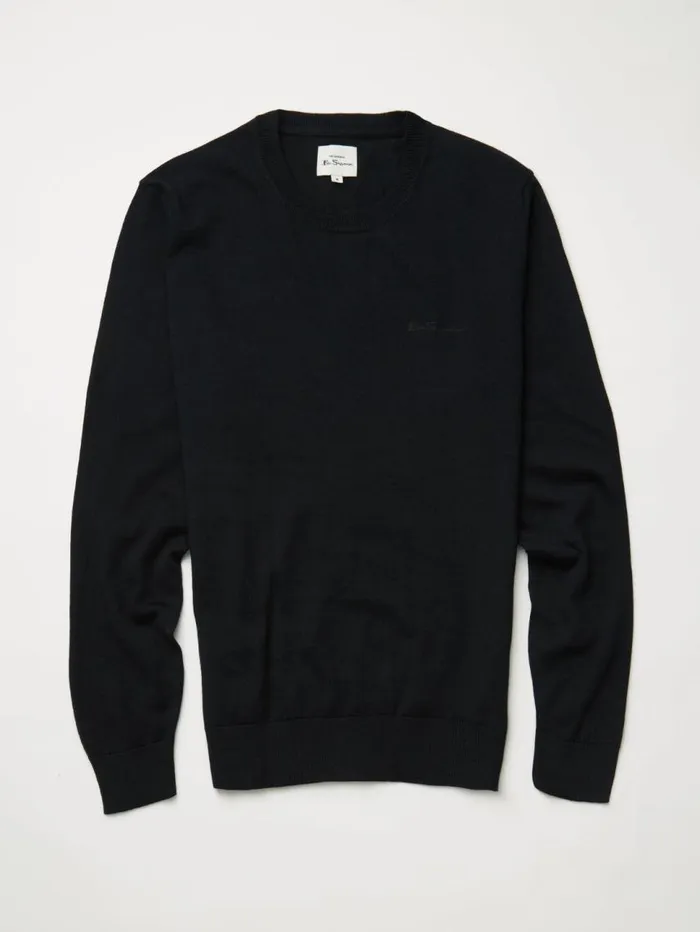 Men Ben Sherman Sweaters and Knits Signature Knit Crewneck Sweater 8211 Black