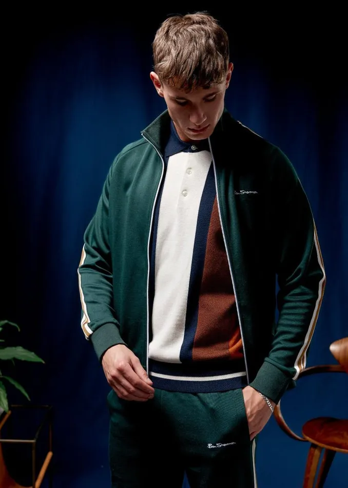 Men Ben Sherman Sweatshirts and Hoodies Signature House Taped Track Jacket 8211 Dark Green Men Ben Sherman Sweatshirts and Hoodies Signature House Taped Track Jacket 8211 Dark Green