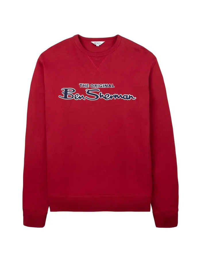 Men Ben Sherman Sweatshirts and Hoodies Signature Logo Sweatshirt 8211 Red
