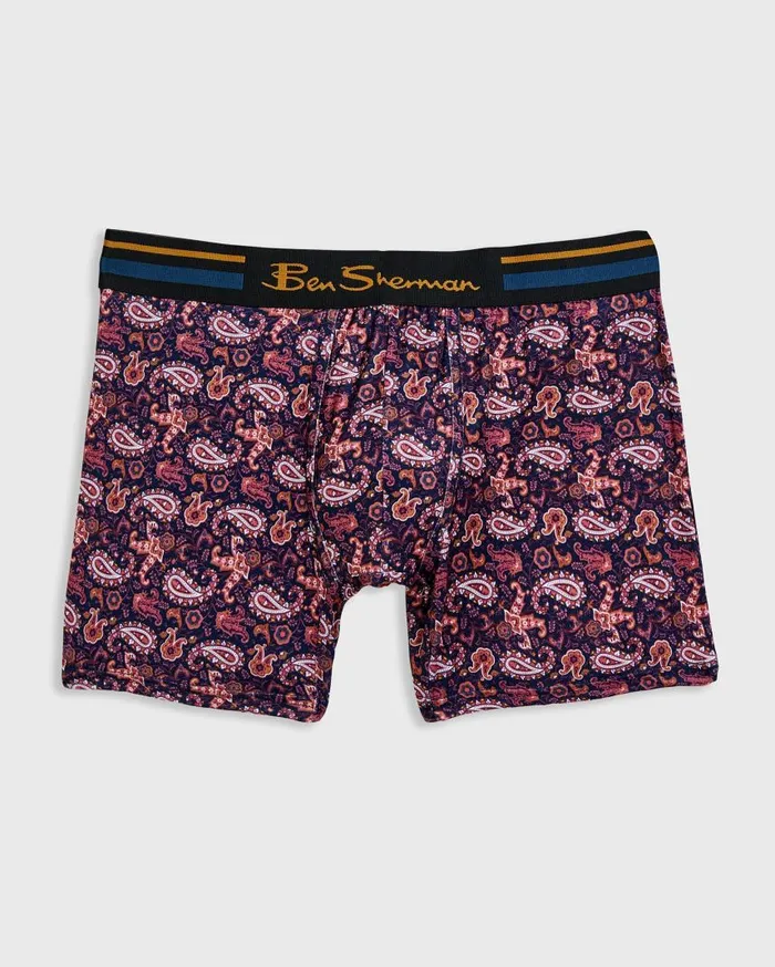 Men Ben Sherman Underwear 4Pack Microfiber Boxers 8211 PaisleyBurgundyNavyBlack