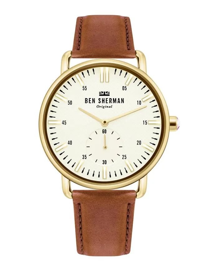 Men Ben Sherman Watches Brighton City Watch 8211 BrownWhiteGold