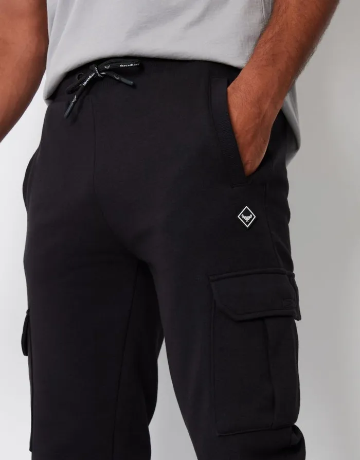 Men Black Cargo Style Joggers Threadbare Joggers Men Black Cargo Style Joggers Threadbare Joggers