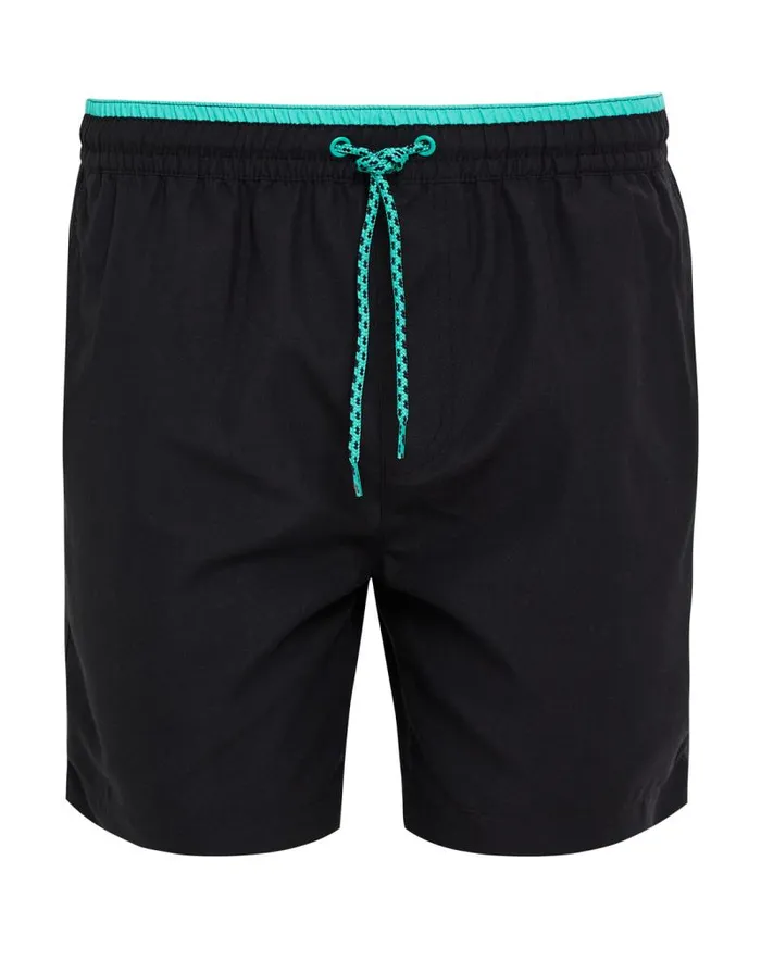 Men Black Contrast Logo Swim Shorts Threadbare Swim Shorts