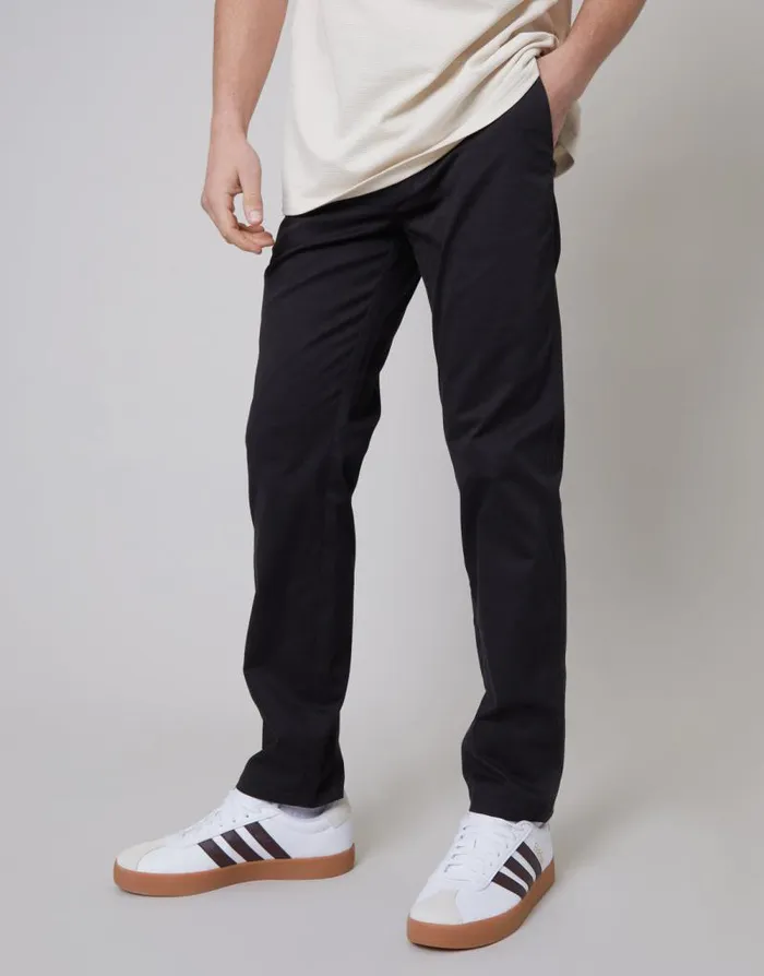Men Black Regular Fit Chino Trousers Threadbare Chinos