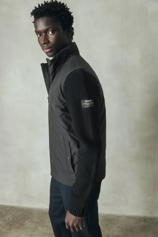 Men Black Tipa Jacket Ecoalf Knitwear