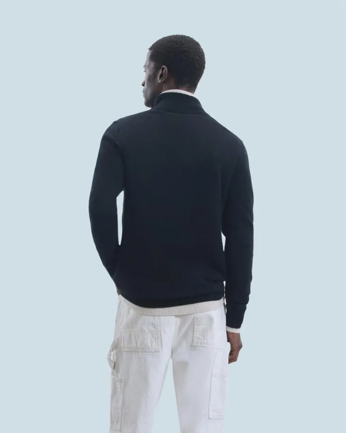 Men Cashmere Sweaters From Future Basic Quarter Zip Neck Sweater Black