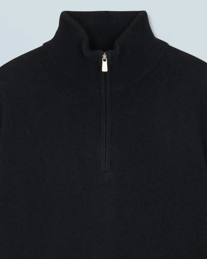 Men Cashmere Sweaters From Future Basic Quarter Zip Neck Sweater Black